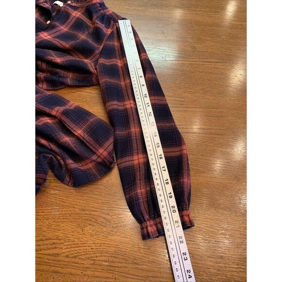 Loft Plaid Drop Waist Shirtdress Dress Flannel Medium Petite MP Academia Preppy - Picture 11 of 14